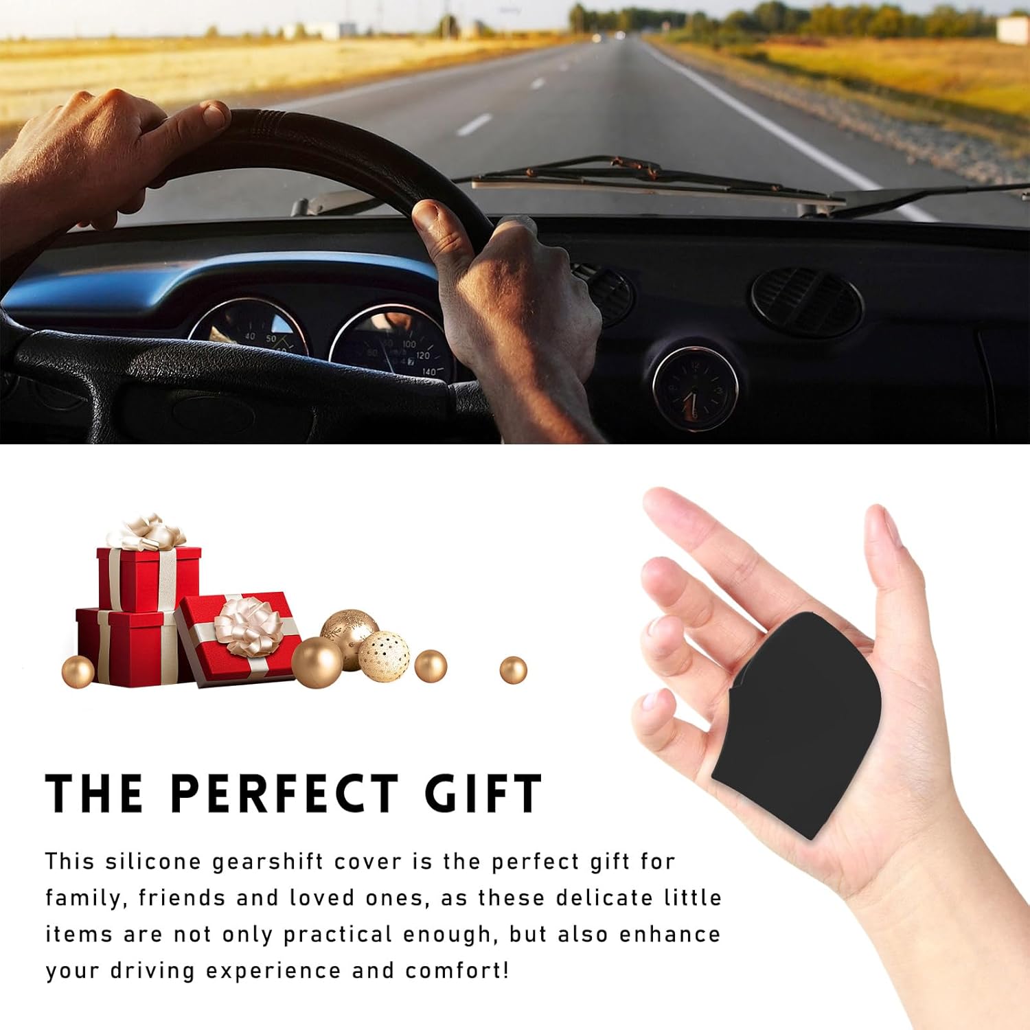 2 PCS Car Gear Shift Knob Cover, Silicone Comfortable Anti-Slip Car Knob Gear Stick Protector, Car Decorations Effectively Protects Stick Shift Knob, Car Interior Accessories (Black, Style 1)