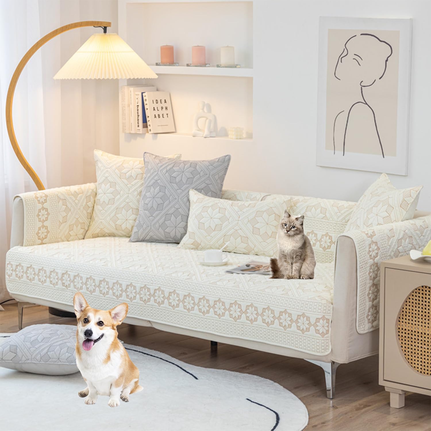 Housse de canapé en coton 110x180 cm imperméable pour animaux