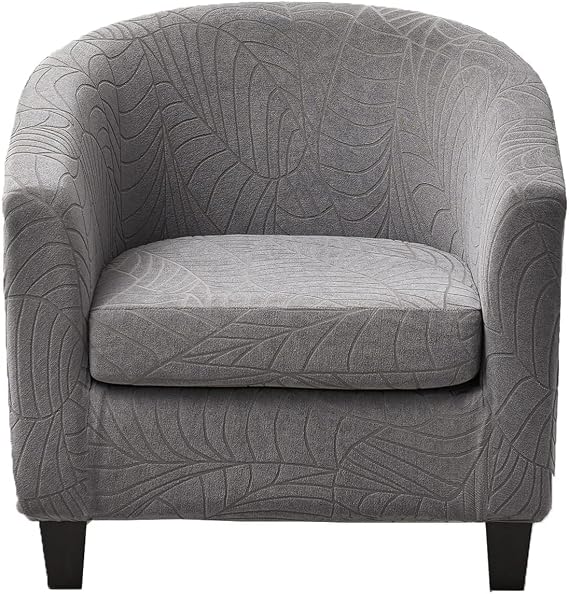 CRFATOP 2 Piece Club Chair Slipcover Stretch Barrel Chair Covers Jacquard Tub Chair Slipcovers Soft Armchair Sofa Cover Removable Couch Furniture Protector Arm Chair Cover for Living Room,D30