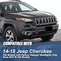 Vista 8 de Auto Dynasty Conjunto de faros LED DRL compatibles con Jeep Cherokee 2014-2018, 4 pares de faros halógenos de repuesto con tira de luz