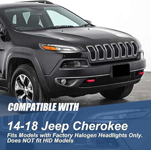 Miniatura 8 de Auto Dynasty Conjunto de faros LED DRL compatibles con Jeep Cherokee 2014-2018, 4 pares de faros halógenos de repuesto con tira de luz de
