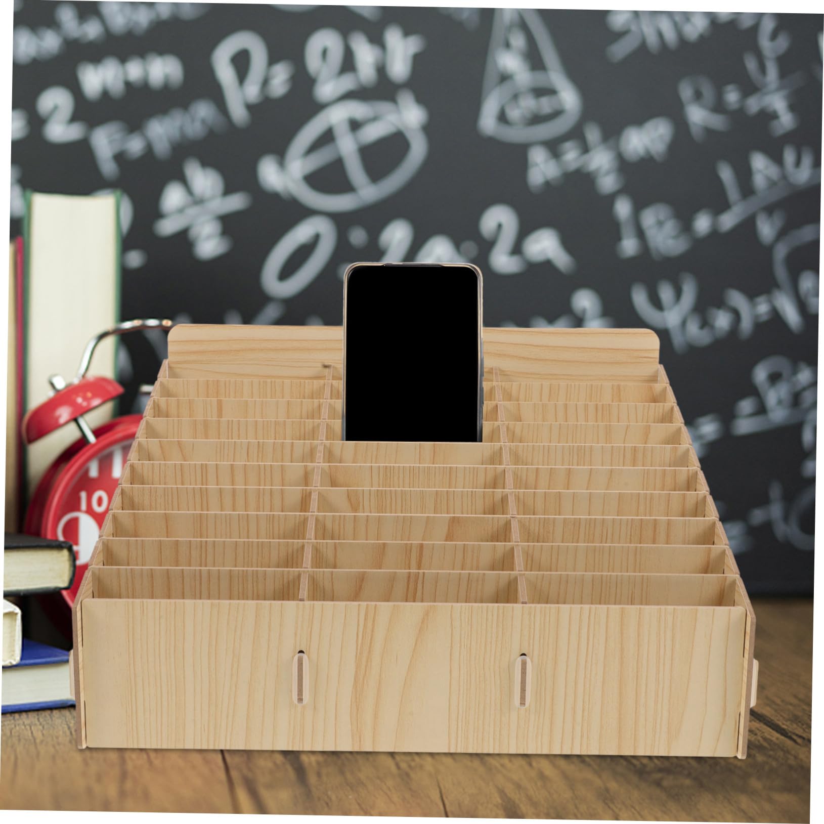 VICASKY Scatola Porta Cellulari in Legno 30 Scomparti, Organizzatore Compatto per Documenti e Piccoli Oggetti, per Scuola e Scrivania