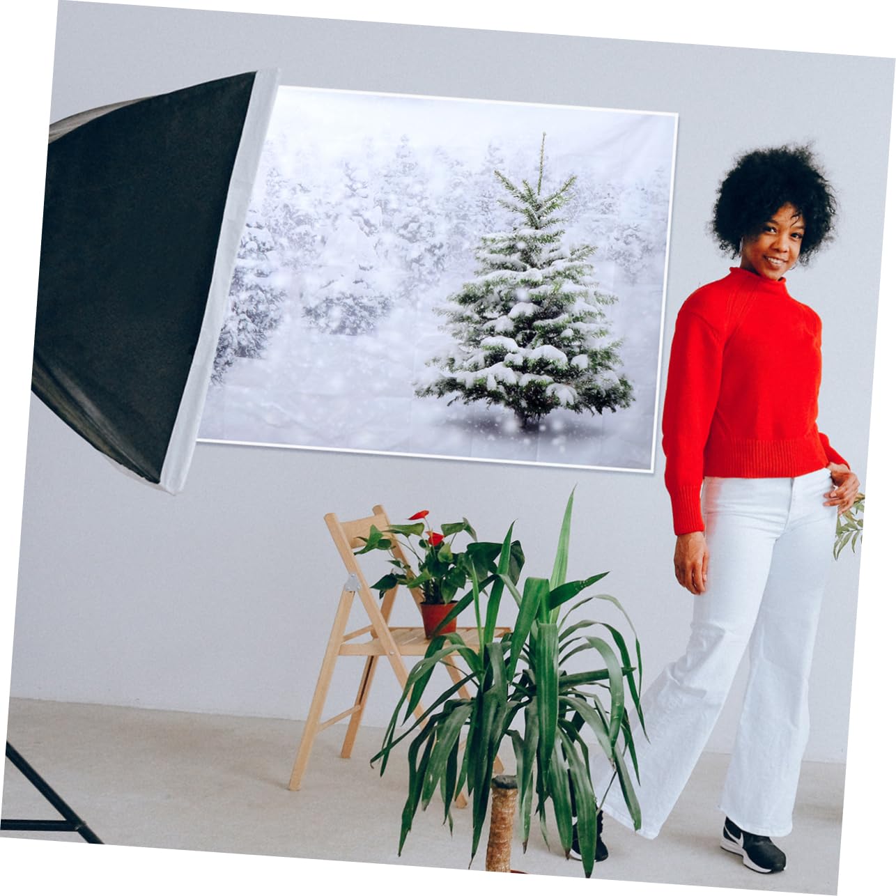 Hemobllo 3pièces Décor De Noël Photo Fond pour Fête Arbre Enneigé pour Studio Et Événements