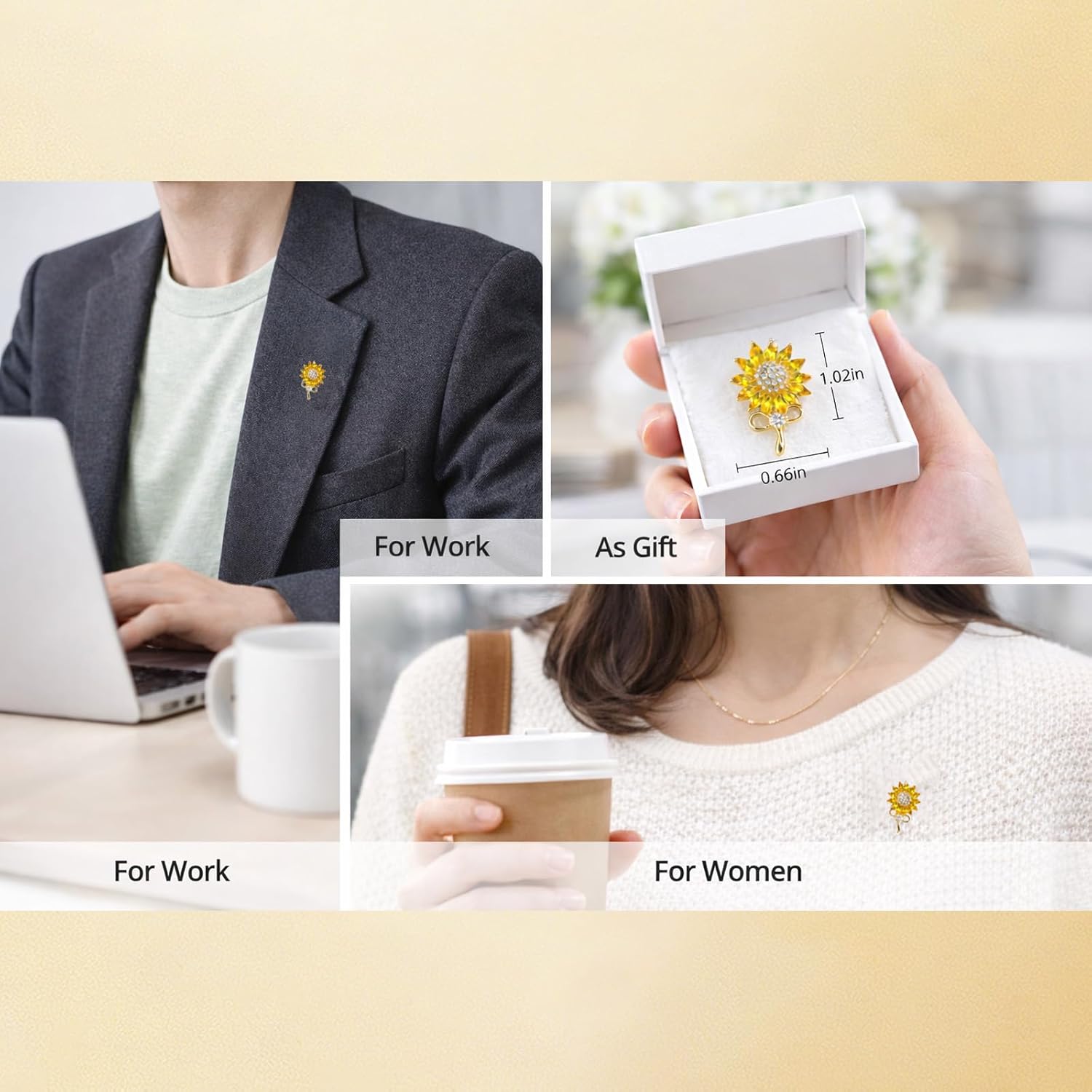 Yellow Sunflower Rhinestone Brooch Pins Crystal Sun Flower Brooches and Pins for Women Fashion Jewelry Gift - Image 6