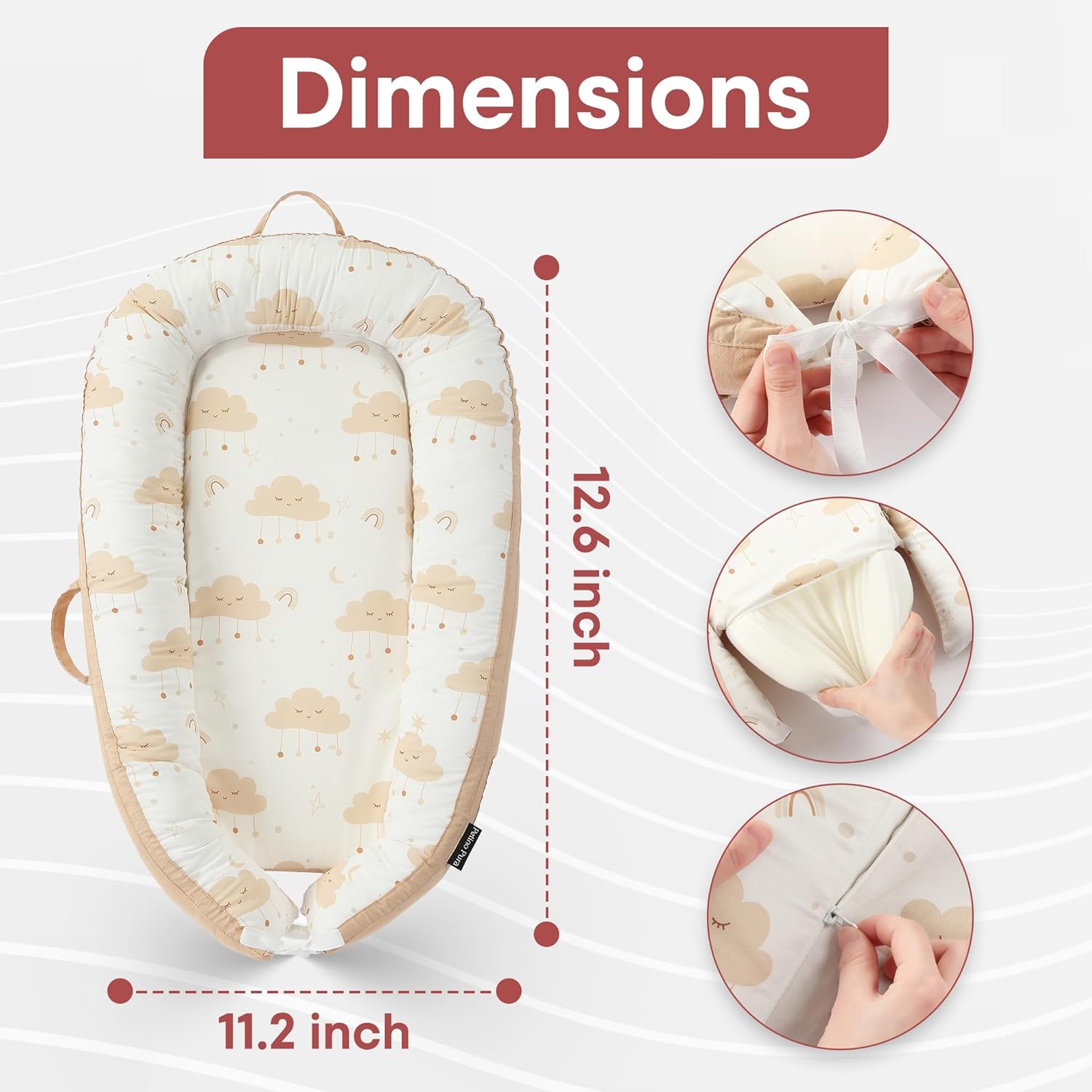 Interactivity Baby Lounger for Playtime under Adult Supervision (0-12 Months), Premium Quality Natural Cotton with Foam Core, Easy to Wash & Breathable Infant Lounger for Travel and Picnic - Image 3