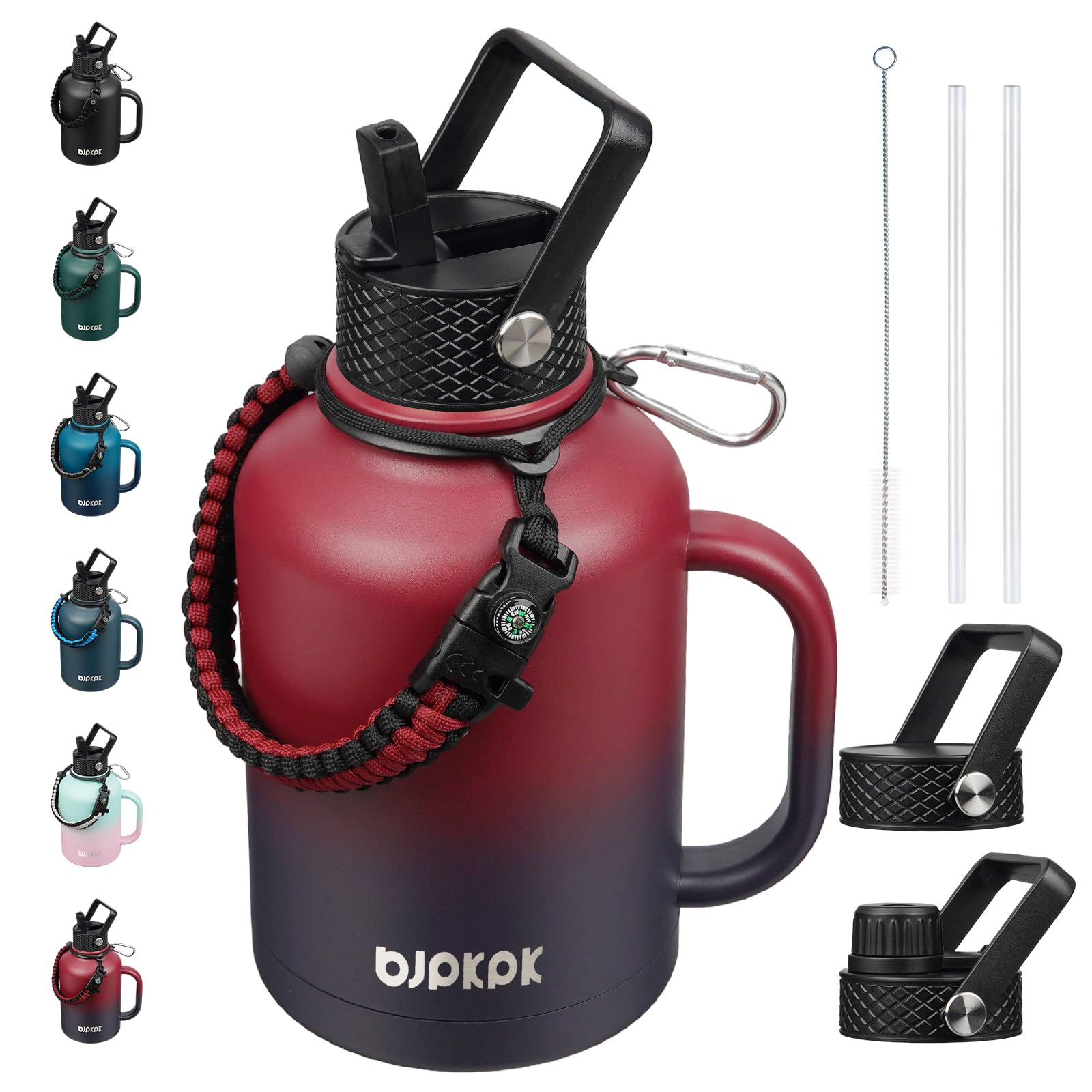 BJPKPK 50oz Insulated Water Bottle with Straw Lid Stainless Steel Water Jug