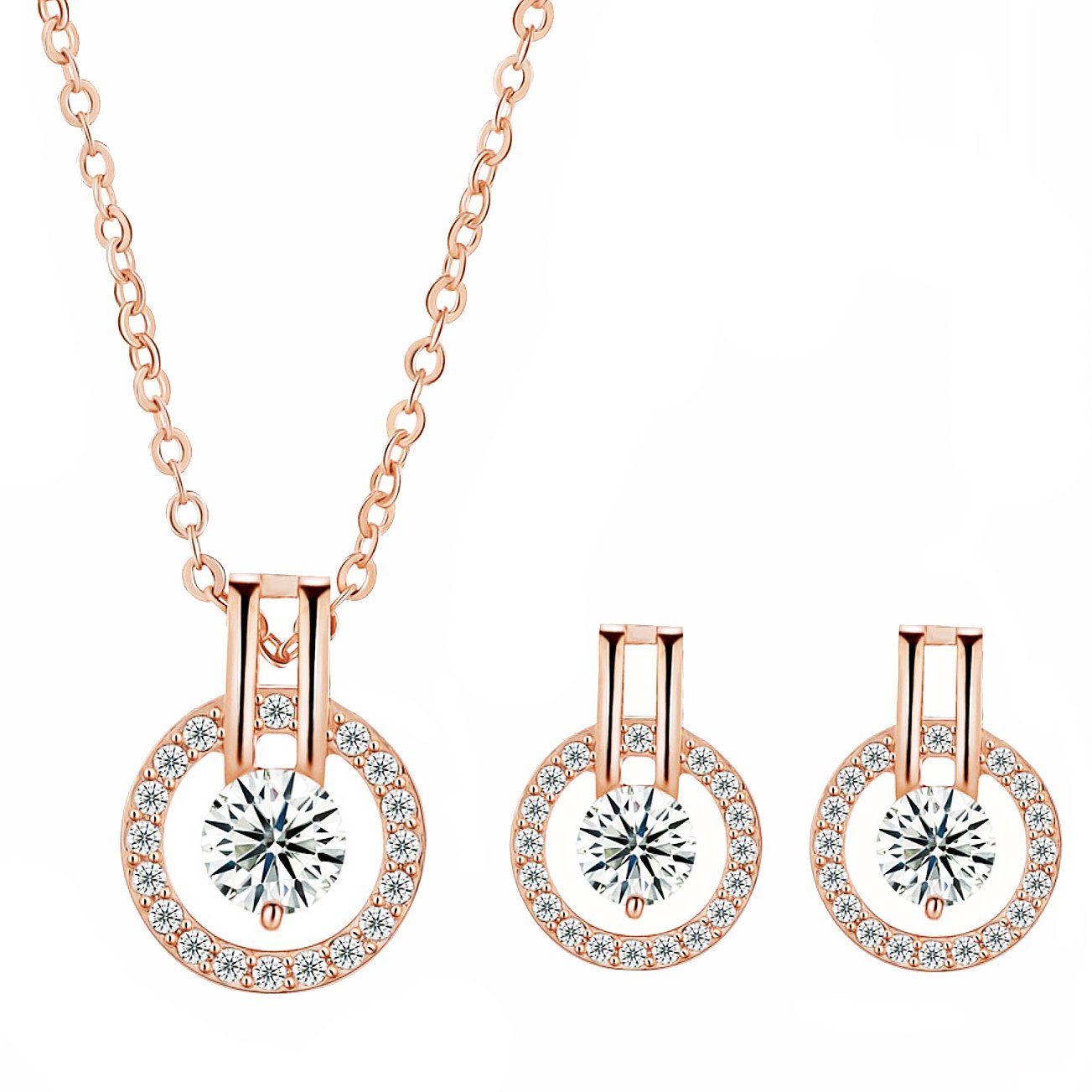 YAZILIND Joyas Set D¨ªa De La Madre Regalo Moda Plata Plateada Coraz¨®n Colgante Con Zircon C¨²bico Incrustado Collar Pendiente De Aro Stud Para Las Mujeres Mujeres Color Blanco