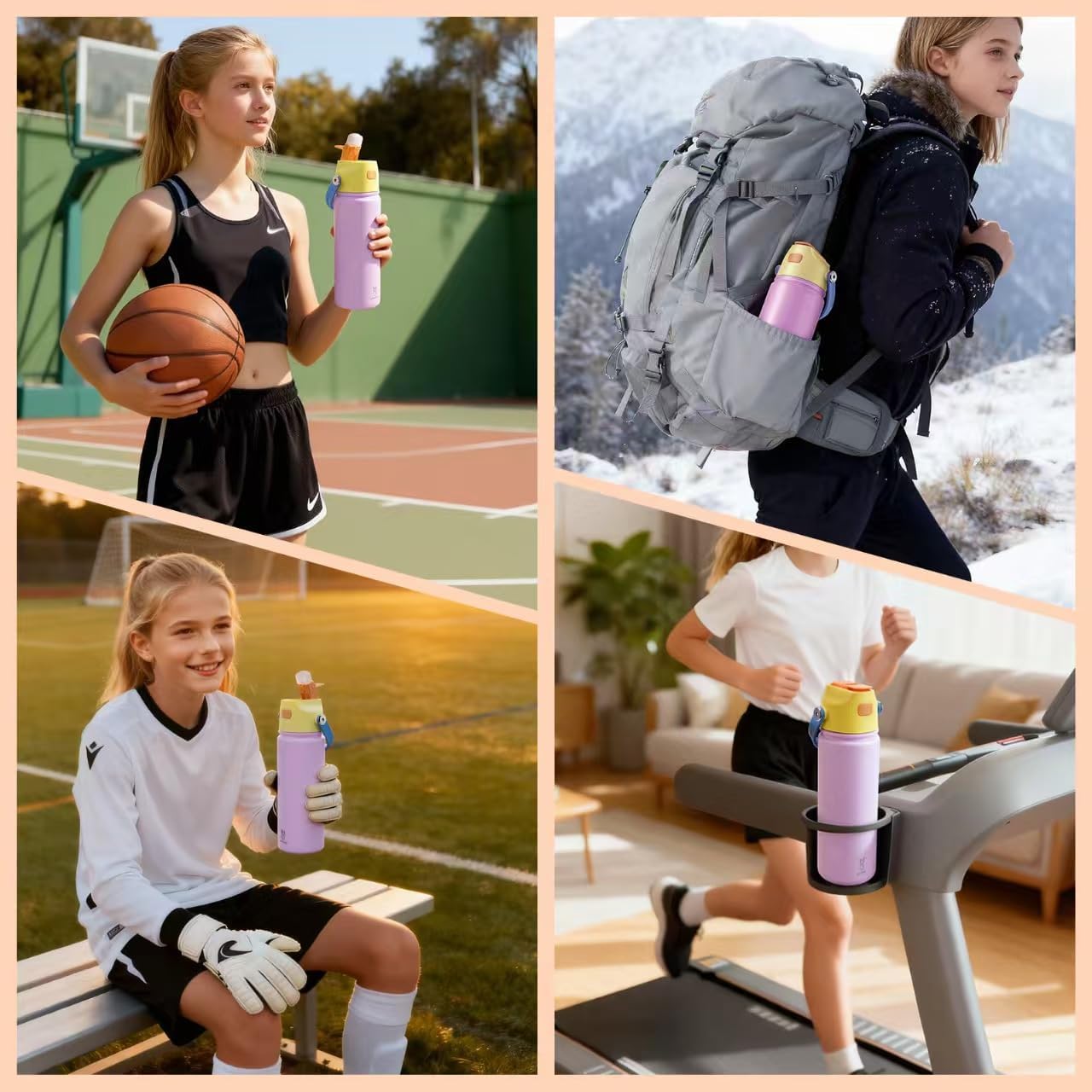 18 oz Insulated Water Bottle with Straw Lid, Stainless Steel Leakproof Water Bottles, One Press Quick Open & Easy Carry Handle, Double Wall Vacuum Cup for Sports, Travel, School, Pink - Image 7