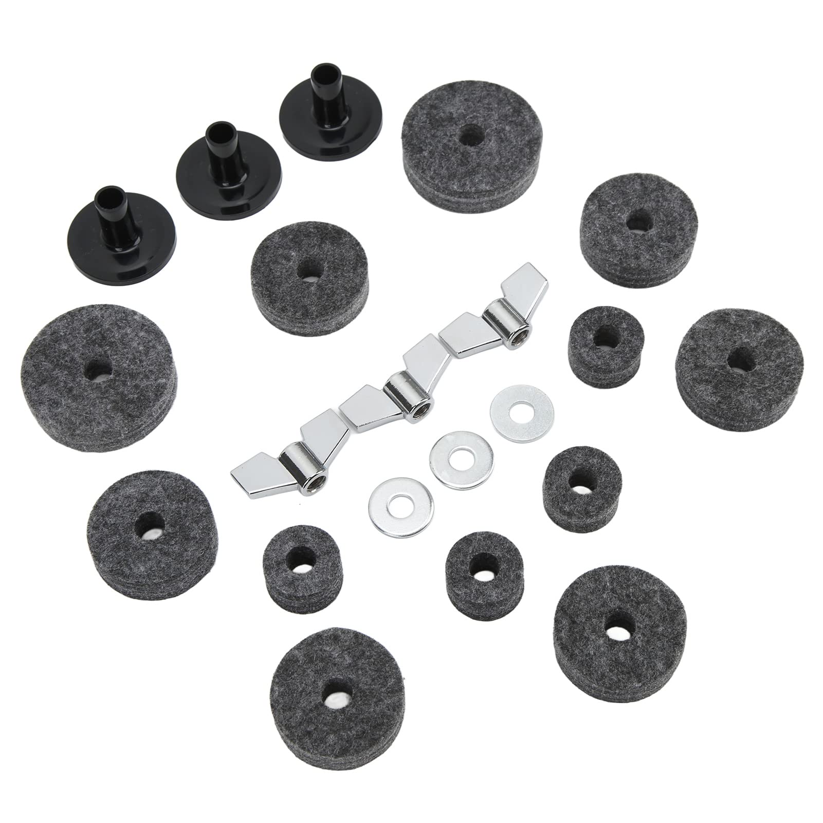 AMONIDA Accessoires de Rechange en Feutre Solide et Durable pour Kits de Batterie, Rondelles et écrous Inclus pour Coupelle D'embrayage Hi Hat, Convient à la Plupart des Batteurs (GRAY)