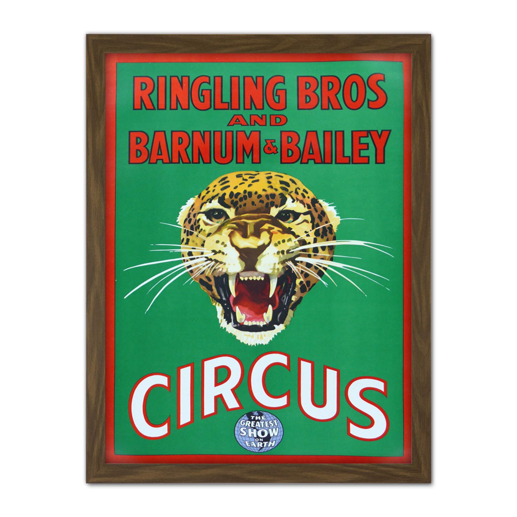 Wee Blue Coo Ringling Bros Barnum Bailey Circus Jaguar Artwork Framed Wall Art Print 18X24 Inch