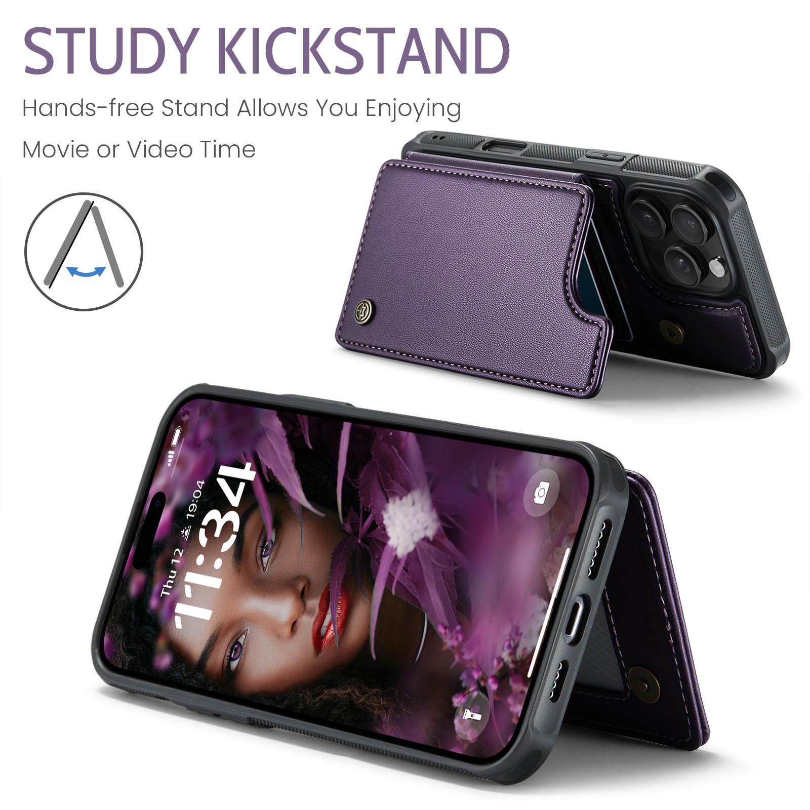 MarpheFlip Wallet Case Für IPhone 16 – Lederhülle Mit Kartenfach (4 Karten), RFID-Schutz, Fingerring-Ständer (Roségold)