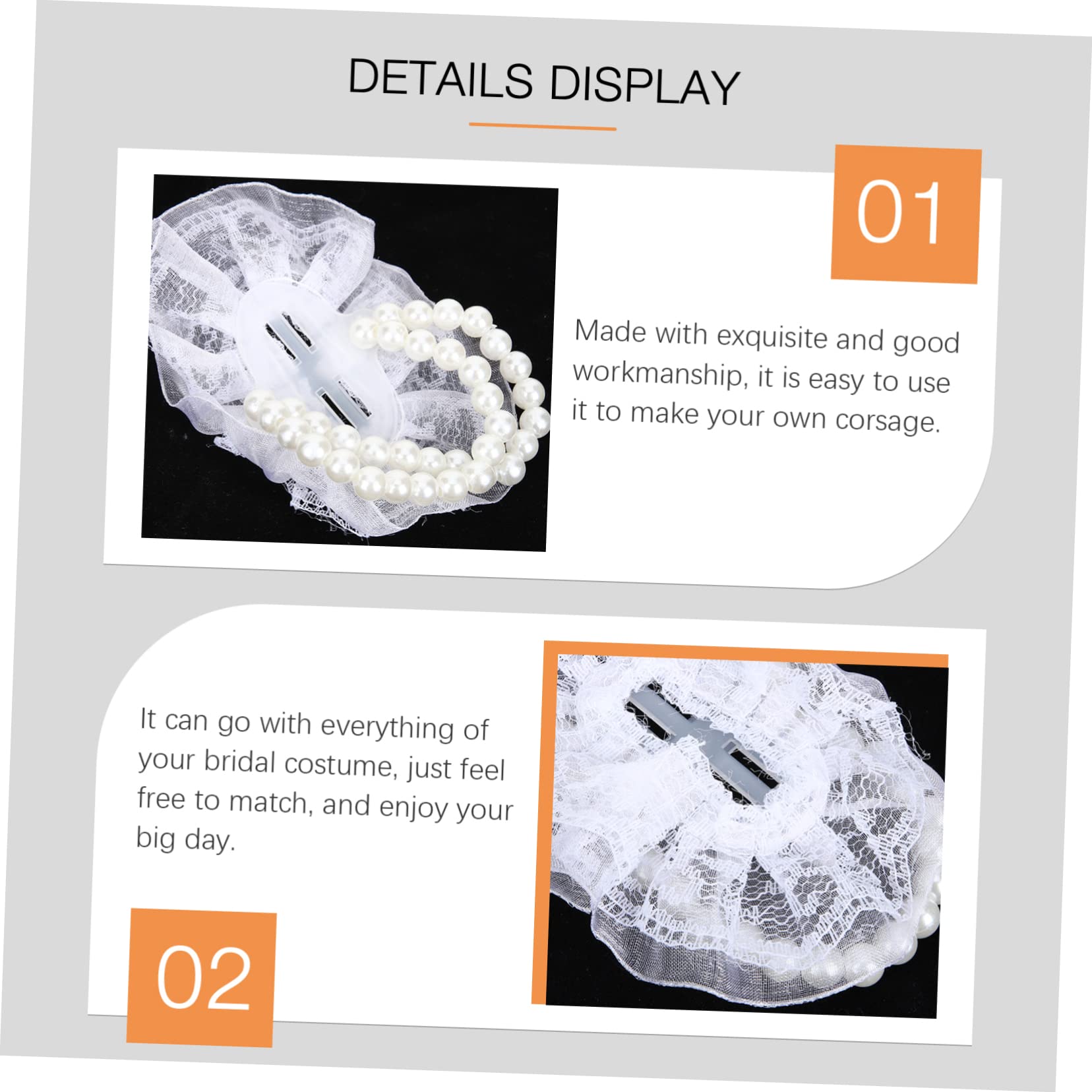 LALAFINA 2sets Pearl Corsage Wristlet Pearl Bracelet Wrist Corsage Bands Wedding Accessories 12pcs*2