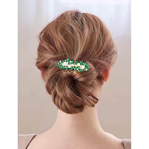 Miniatura 4 de WHAVEL 2 pasadores de pelo con perlas para mujer, pinzas para el pelo con perlas con diamantes de imitación franceses, horquillas vintage para