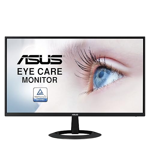 ASUS 22” (21.45” viewable) 1080P Eye Care Monitor (VZ22EHE) - Full HD, IPS, 75Hz, 1ms (MPRT), Adaptive-Sync, HDMI, Low Blue Light, Flicker Free, HDMI, VGA, Ultra-Slim,Black - 22" IPS 75Hz Ultra-slim
