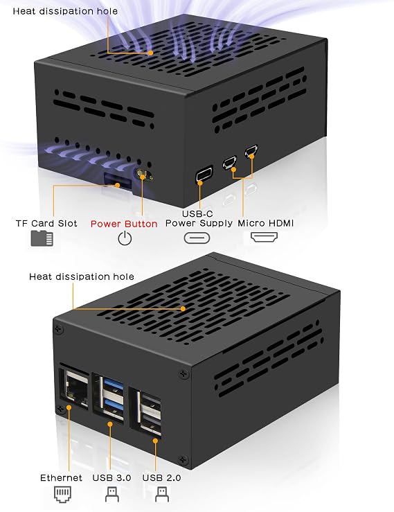 Geekworm PCIe Metal Case P579 for Raspberry Pi 5 Support Top M.2 NVMe HAT X1001/X1004/X1003/X1015/X1000 & Raspberry Pi 5 Active Cooler