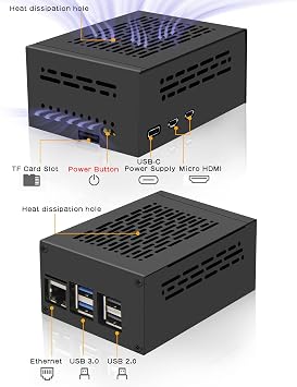 Geekworm PCIe Metal Case P579 for Raspberry Pi 5 Support Top M.2 NVMe HAT X1001/X1004/X1003/X1015/X1000 & Raspberry Pi 5 Active Cooler