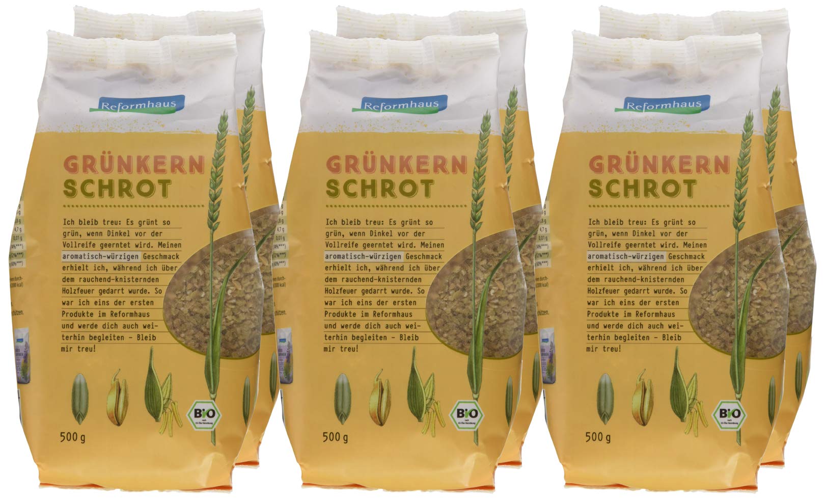 Reformhaus Grünkernschrot, grob, bio, 6er Pack (6 x 500 g)