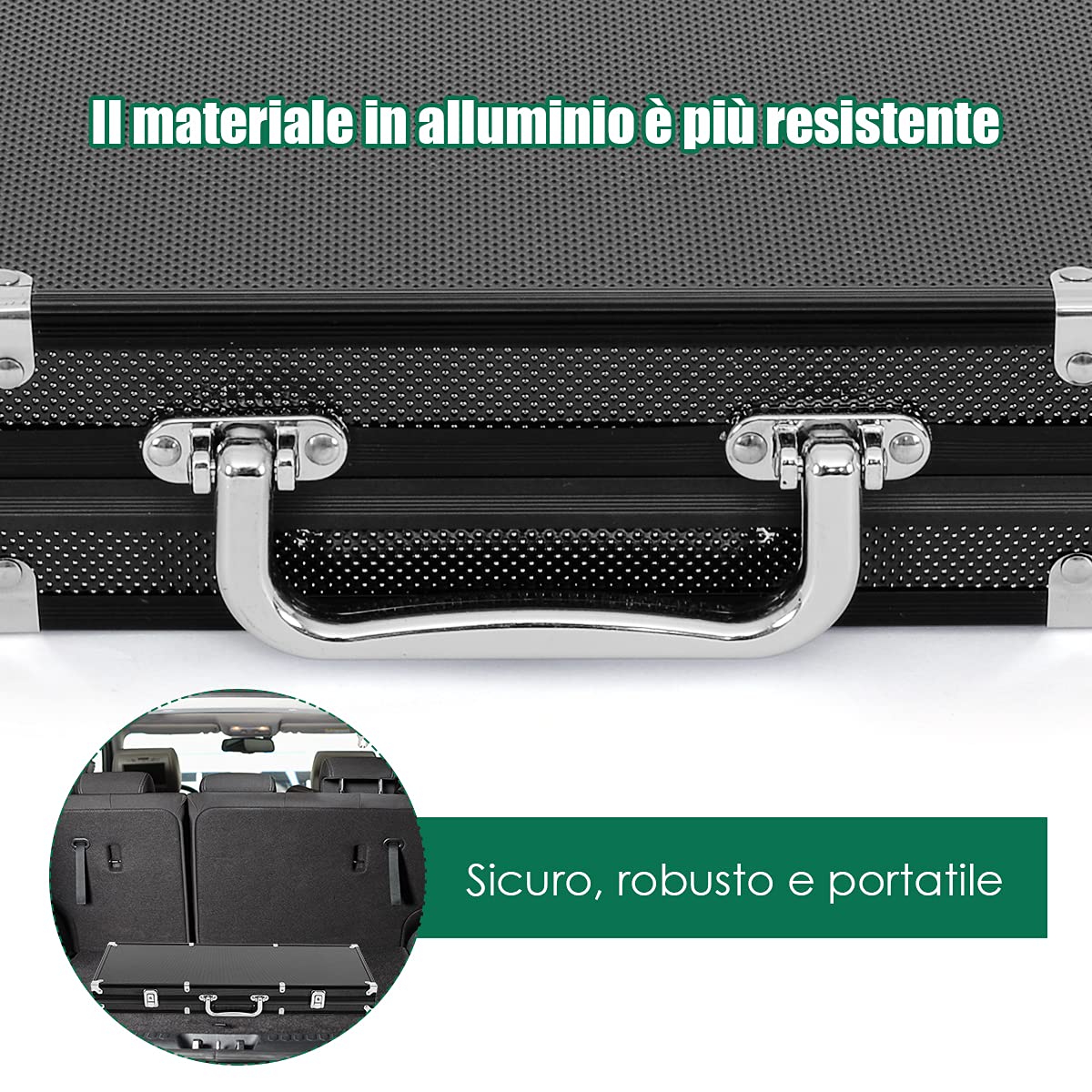 GYMAX Set da Poker Professionale con 500 Fiches e Valigetta in Alluminio 56x21x6,5 cm Nero