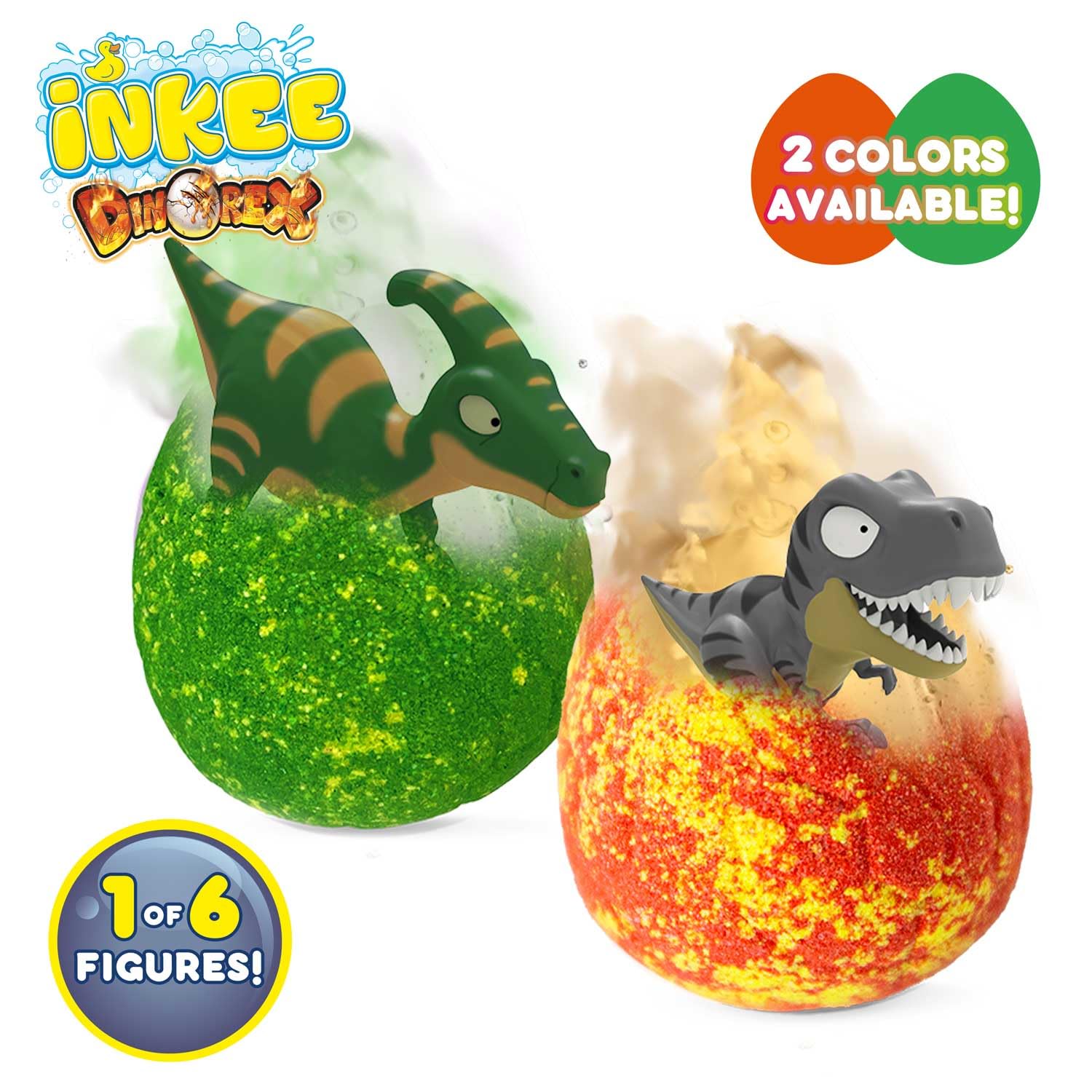 CRAZE INKEE DinorexPack de 3 Bombas de baño para niños con figura Sorpresa de Dinosaurios, Bombas de baño con olor a Frambuesa, incluye 80g, 1 de 6 diseños, Sin Gluten