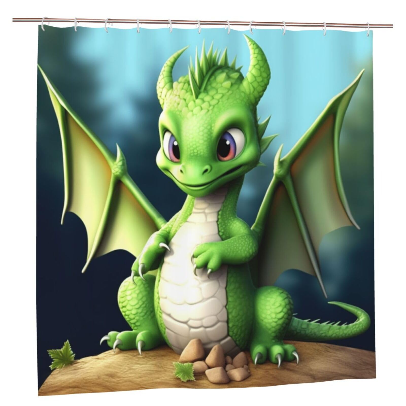 Rideau de douche imperméable anti-éclaboussures 182cm motif dragon mignon