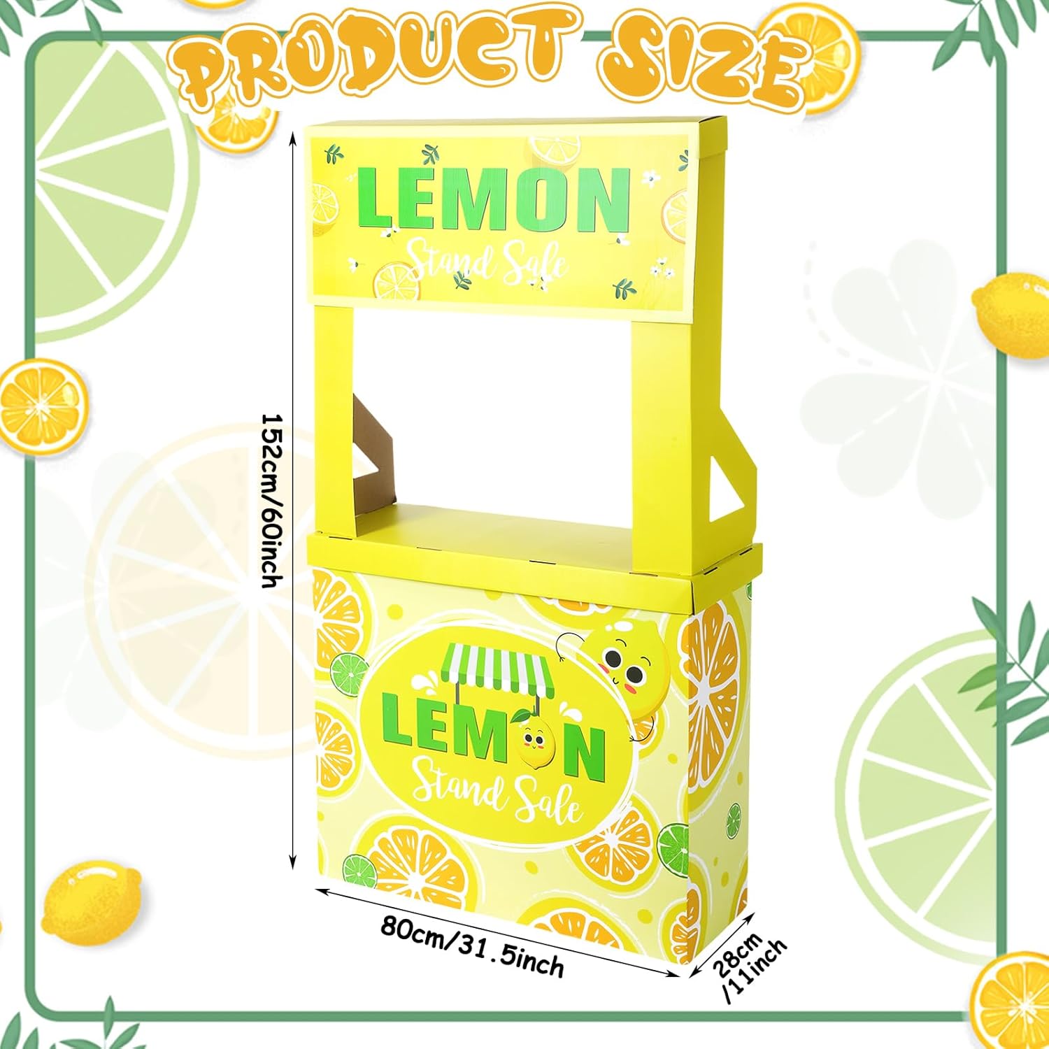 Lemon Stand Cardboard Cutout Standup Decorative Market Booth and Lemon Stand Photo Booth for Outdoor Party Decorations, 31.5 x 11 x 60 Inches