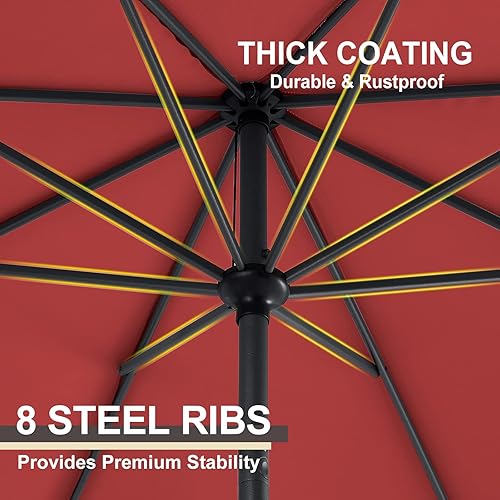 Miniatura 4 de Gardesol 9 FT Patio Umbrella, Outdoor Table Umbrella with Push Button Tilt, 8 Sturdy Ribs, UV Protection, Solution-Dyed Fabric, Market Umbrella for