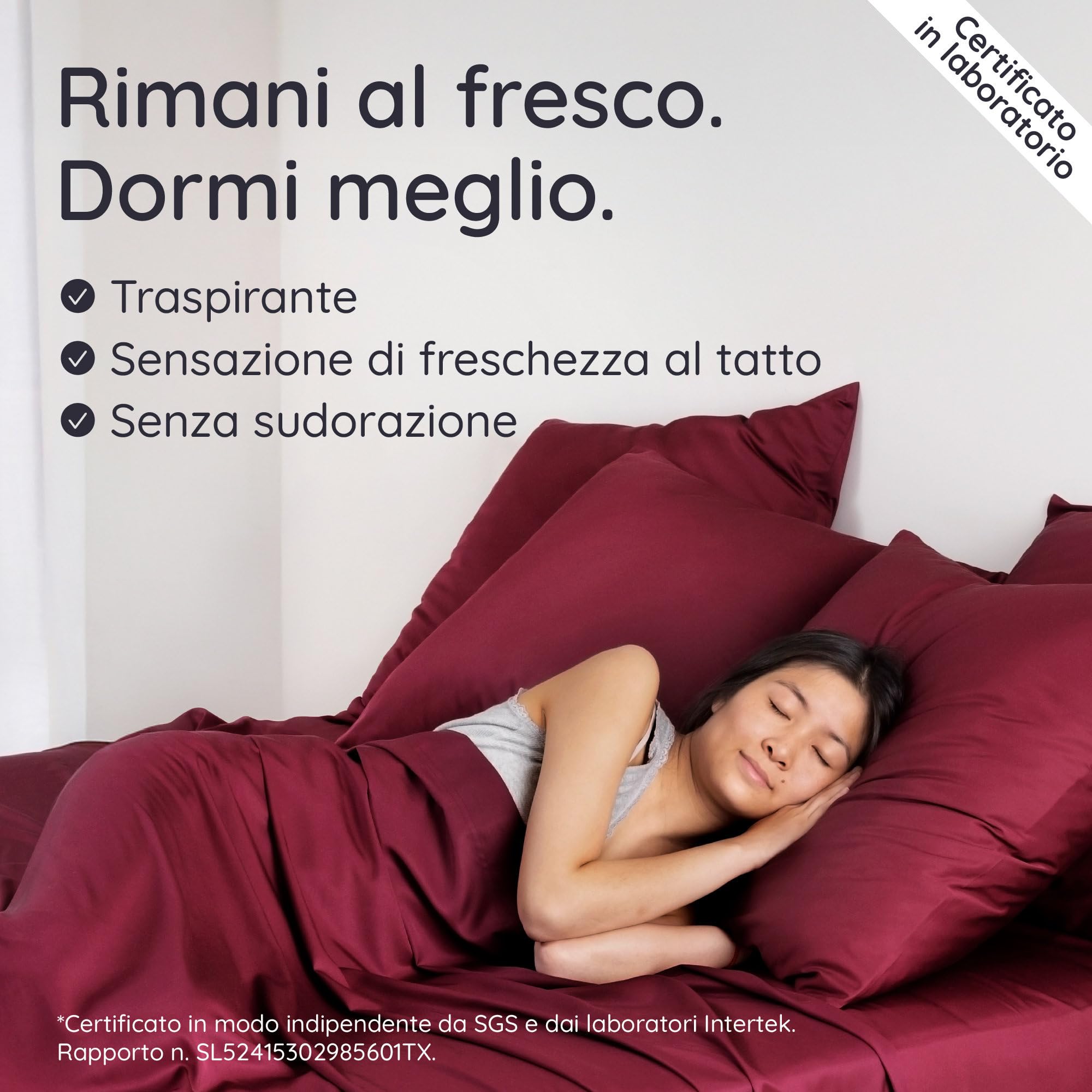 Bambaw Lenzuolo matrimoniale sopra bambu, 240x290 cm, Lenzuola effetto freddo, Lenzuolo senza angoli anti acari e anallergico, Lenzuola rinfrescanti matrimoniali, Certificato OEKO-TEX® (Bordeaux)