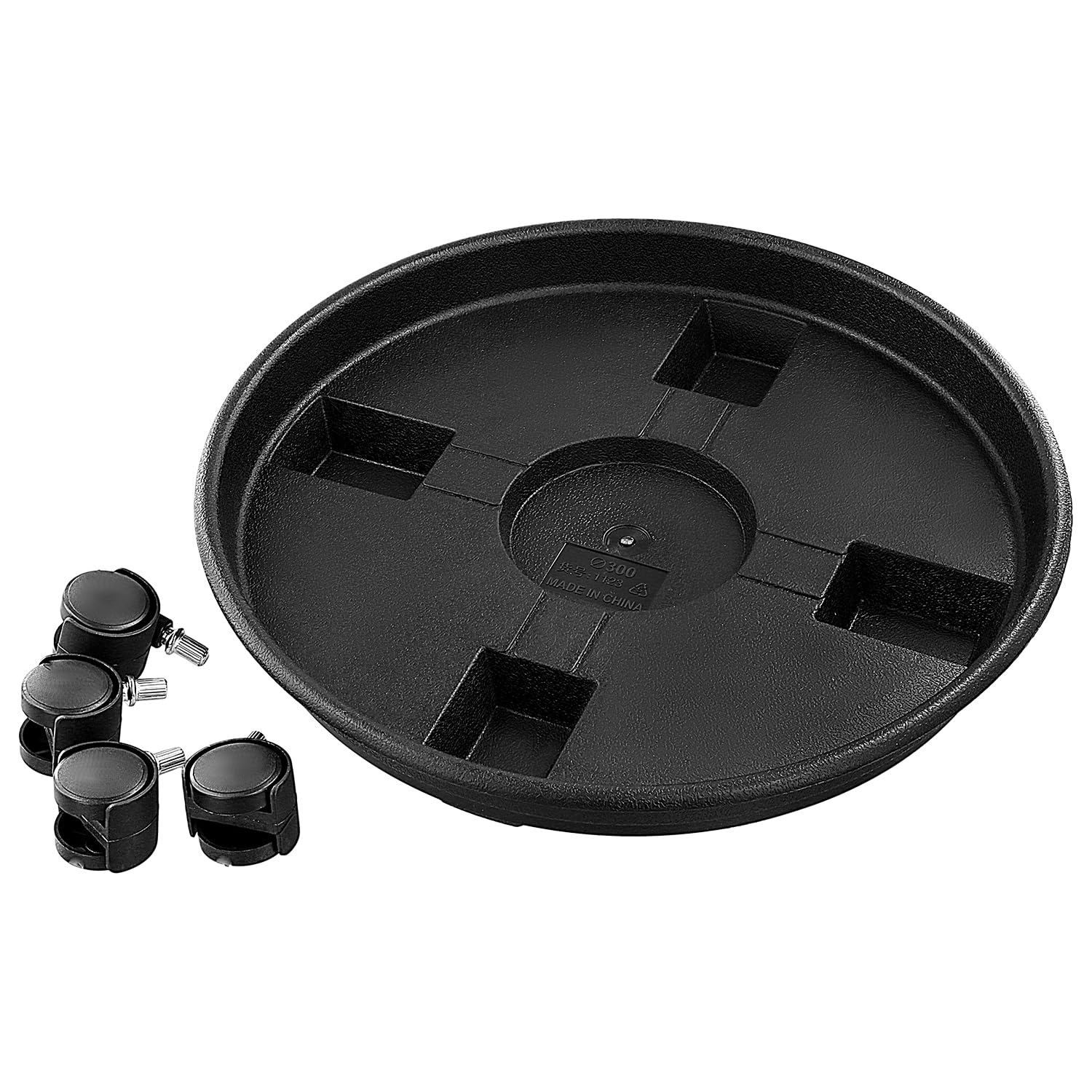 QWORK® 3 Pièces Support pot de Fleur Plastique 30 cm, Porte Plante a Roulettes, pour Intérieur et Extérieur