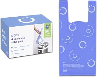 Ubbi Disposable Nappy Sacks, Lavender Scented, Easy-To-Tie Tabs, Baby Diaper Disposal or Pet Waste Bags, Value Pack, 400 Count