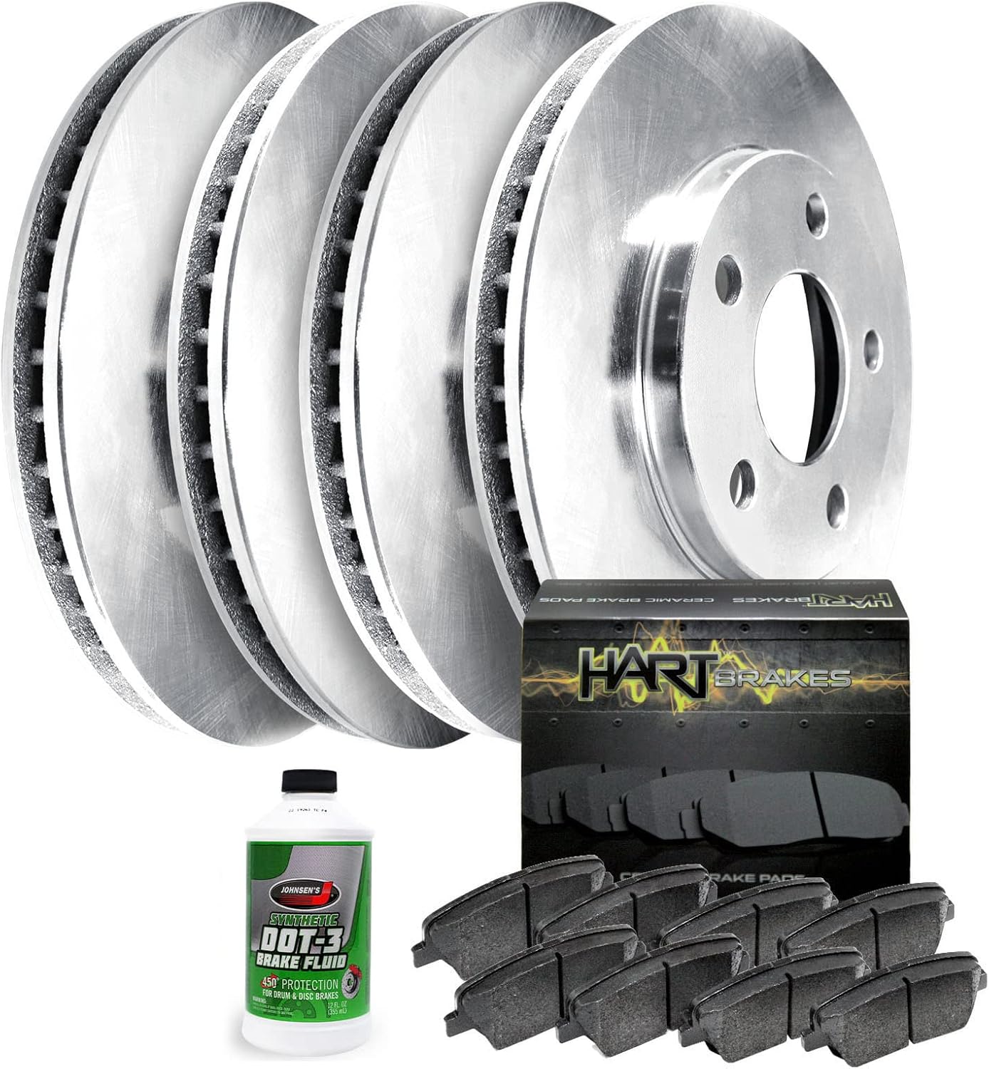 Hart Brakes Front Rear Brakes and Rotors Kit |Front Rear Brake Pads| Brake Rotors and Pads| Ceramic Brake Pads and Rotors - RBBC.76198.02