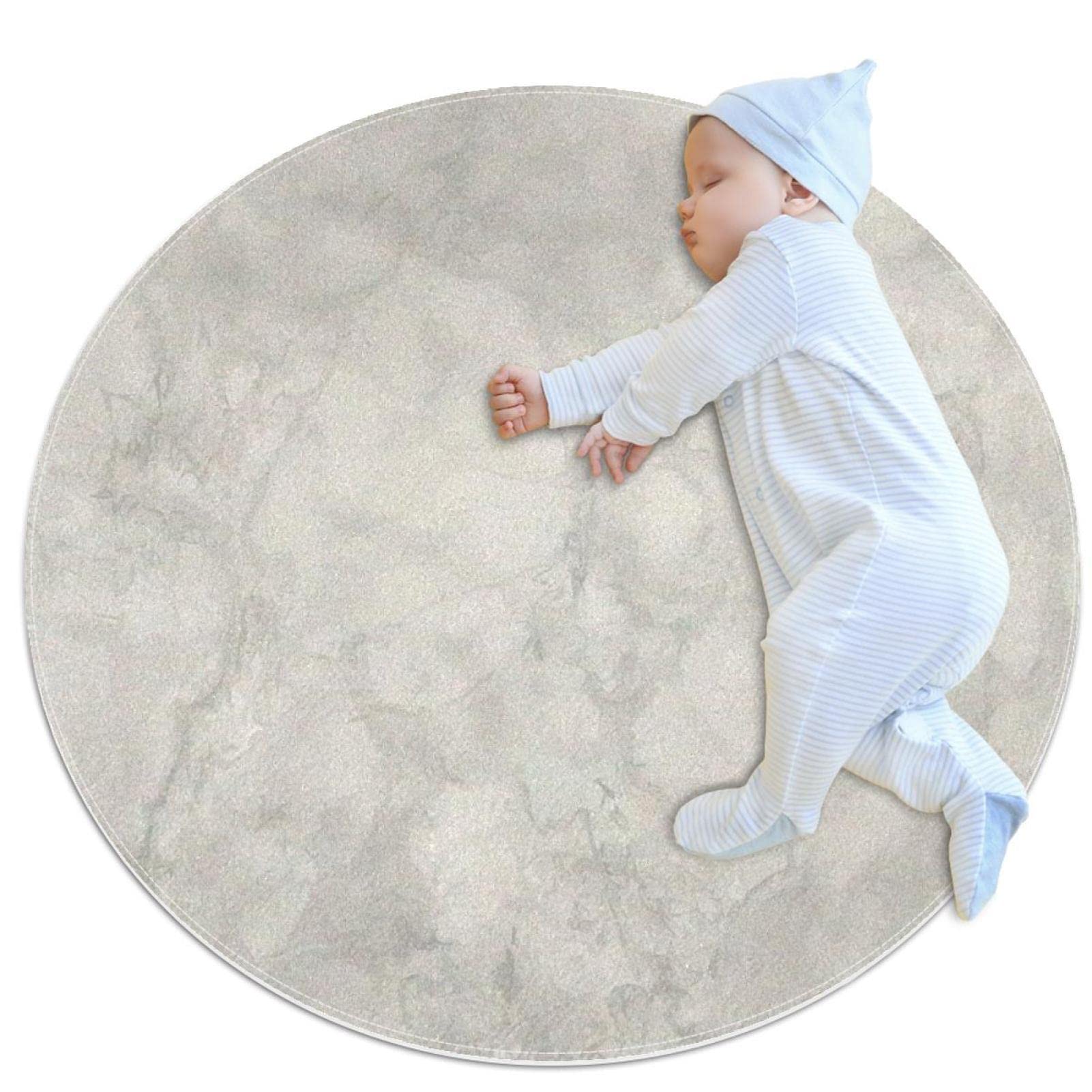 Alfombra redonda para niños y mascotas JDEZ antideslizante lavable con diseño mármol 80cm