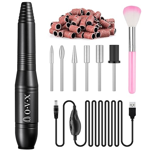 Miniatura 1 de 20000RPM USB PortaPortable Taladro de uñas eléctrico profesional de 20000 RPM USB Kit Efile para uñas acrílicas manicura y pedicura pulido con 6