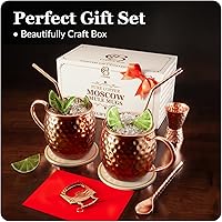 Vista 4 de Moscow Mule - Tazas de cobre – Juego de regalo único hecho a mano de 2, martillado por artesano, tazas de cobre sólido 100% puro de 16 onzas
