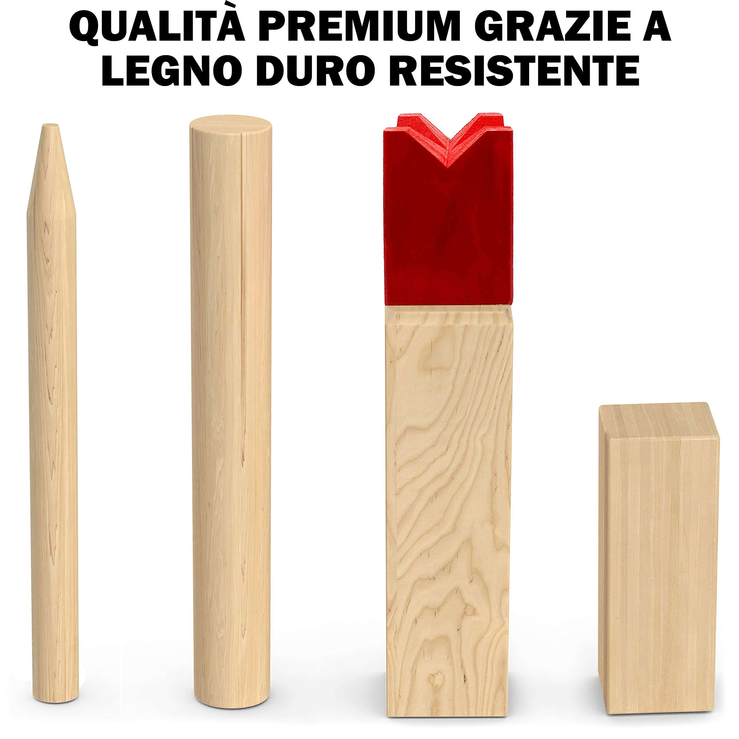 PHIBER-SPORTS Kubb - Scacchi vichingo in legno di alta qualità - con pratica borsa per il trasporto - Gioco per esterni - Gioco in legno per bambini e adulti
