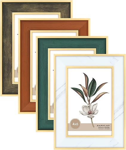 XUANLUO Juego de 4 marcos de fotos de 4 x 6 pulgadas, marco de estilo moderno con vidrio templado de alta definición, marcos de fotos coloridos para disponible en Yaxa Peru