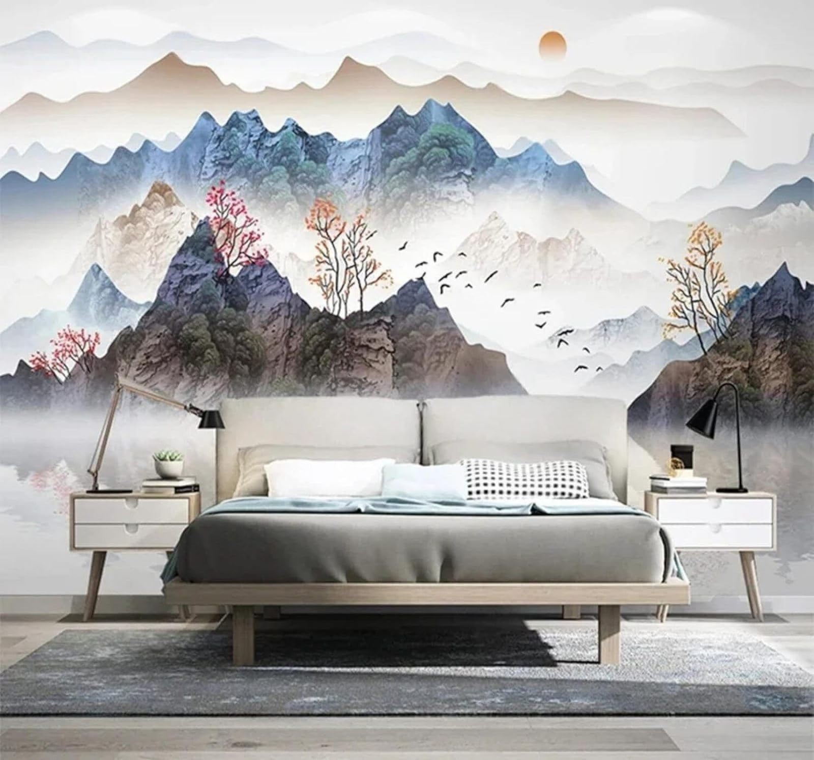 XLMING Hand Drawn Beautiful Watercolour Landscape 3D Wallpaper Luxury Home Dining Decor Paste Sofa Living Room The Wall for Bedroom Mural-400cm×280cm