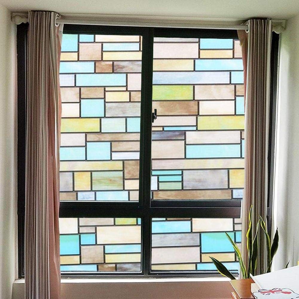 Fensterfolie, selbstklebend, für Privatsphäre, Fensterfolie, wasserdicht, statisch, selbstklebend, für Glasfenster, Dekor, Aufkleber, Farbe: 90 x 200 cm