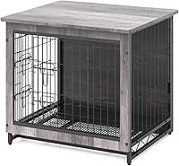 Vista 13 de Feandrea Muebles de jaula para perros, mesa auxiliar auxiliar de 38.6 pulgadas, moderna perrera para perros de interior de hasta 70 libras, jaula