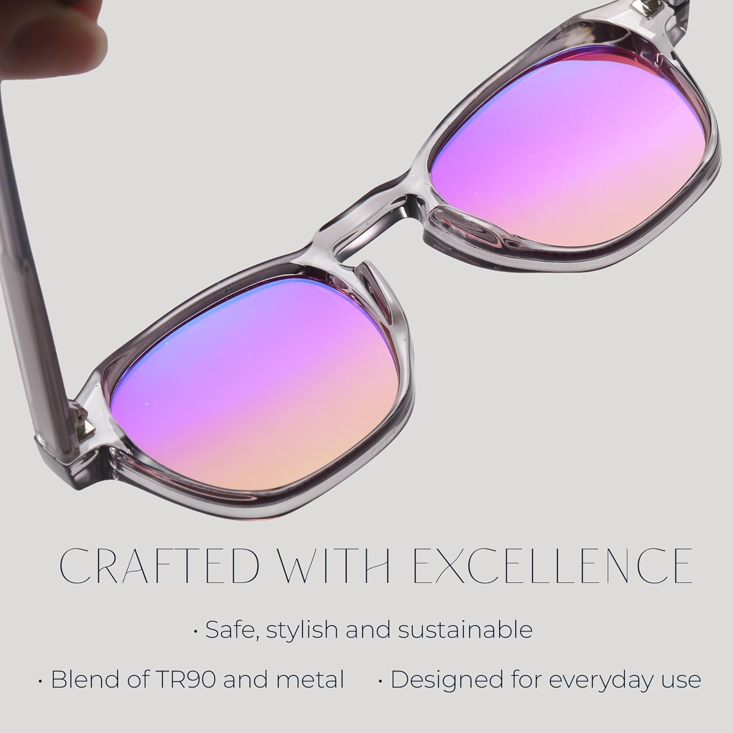 Ruby Transparent Frame Sunglasses – Blue Light Blocking & UV Protection Polarized Sunglasses for Men & Women, Anti-Glare Night Driving Shades, Includes Travel Pouch, Case, Cleaning Cloth - Image 2