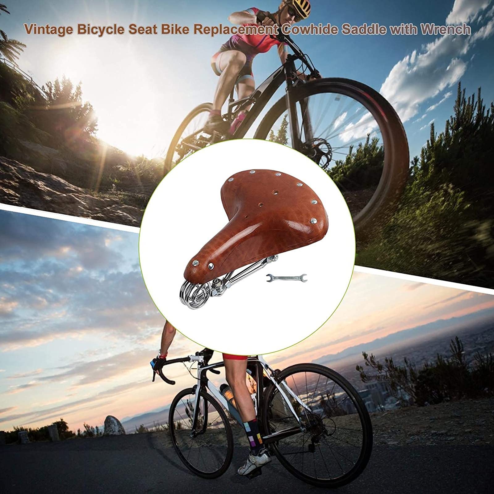 Sella Per Bici Vintage In Pelle PU Con Molle Ammortizzanti Sella