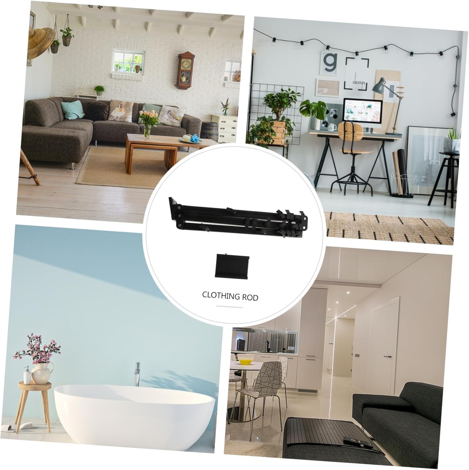 1pc Space Clothes Drying Rack with Hooks Punch Storage Rod for Home Use for Laundry Drying Versatile Clothes Hanger for Towel and Coat Organization