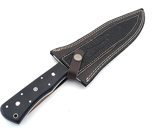 Miniatura 7 de Nooraki - Cuchillo de caza de espiga completa hecho a mano de 15 pulgadas con funda de cuero, cuchillo Bowie multiusos con mango de micarta para