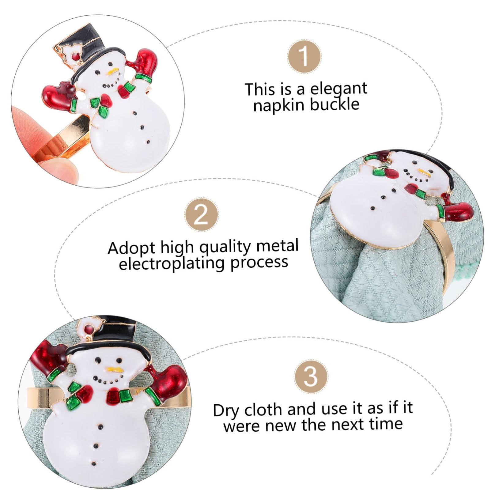 TOPBATHY 12 Pièces Boucle de Serviette Bonhomme de Neige Ronds de Serviette de Noël Anneau Porte-Serviette de Salle à Manger décor Couverts de Table Porte-Serviettes de noël l'automne Bague
