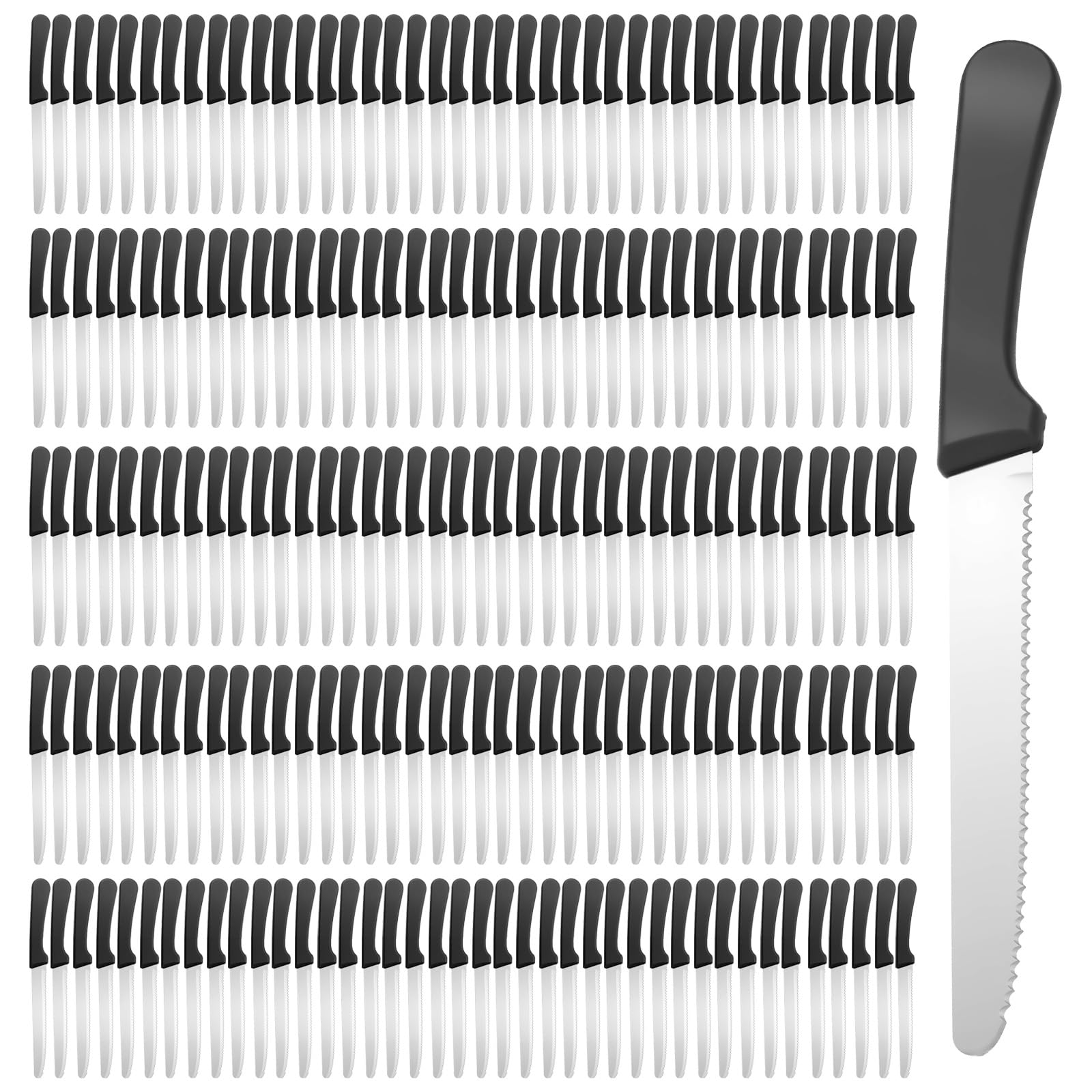 200 Pcs 8.39 Inches Steak Knives Bulk Restaurant Dinner Knives Stainless Steel Serrated Blade Steak Knives Set with Round Tip for Kitchen Home