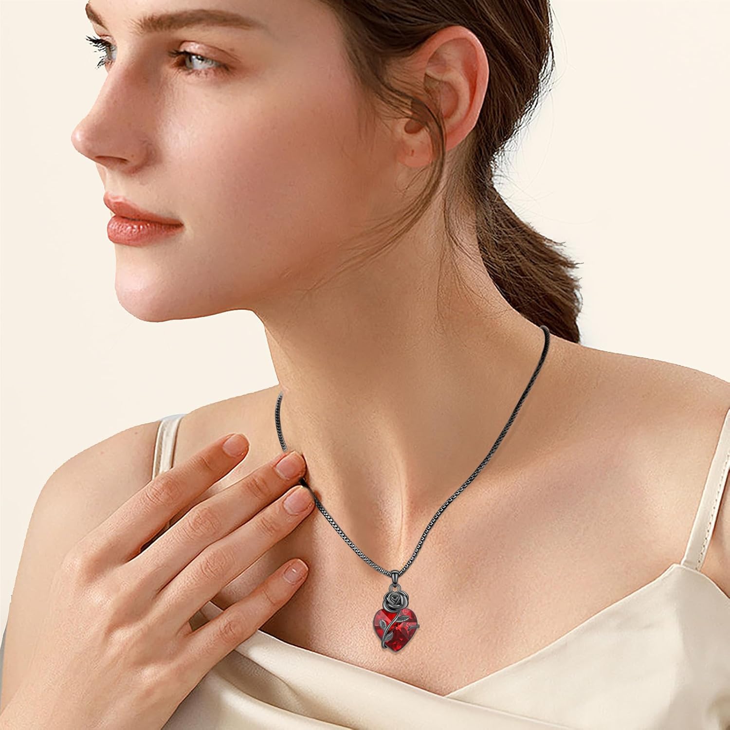 Oinsi Rose Flower Cremation Jewelry Urn Necklaces for Ashes for Women Memorial Pendants for Human Pets Ashes Crystal Memorial Ashes Locket - Image 2