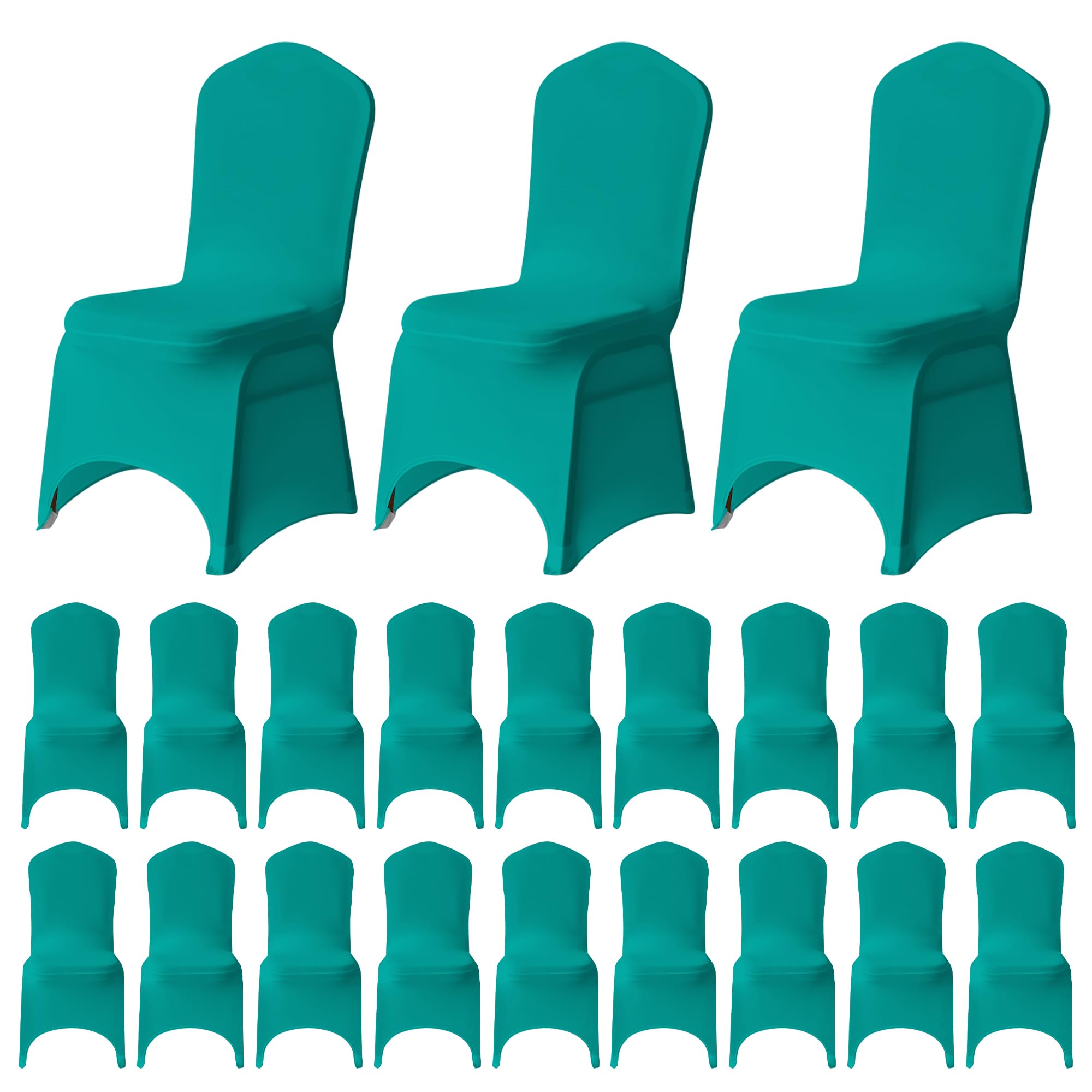 WedDecor Universal Wedding Chair Covers, 100Pcs Turquoise Spandex Stretch Dining Chair Slipcovers, Washable Banquet Chair Covers for Parties, Events & Celebrations