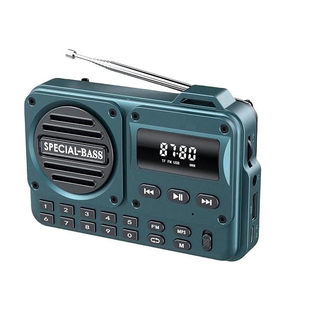 Pocket Radio FM USB-C Charging 2000mAh Rechargeable Excellent Reception Clear Speaker and Headphone Jack LCD Screen FM Radio