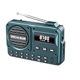 Pocket Radio FM USB-C Charging 2000mAh Rechargeable Excellent Reception Clear Speaker and Headphone Jack,LCD Screen,FM Radio for Walk/Jogging/Gym, Bluetooth/TF.(NO AM) (Turquoise)