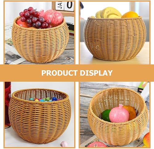 Miniatura 9 de UPKOCH Cesta redonda de ratán para frutas, cesta tejida a mano, cesta de mimbre, organizador de mimbre, cesta de almacenamiento, cesta de basura,