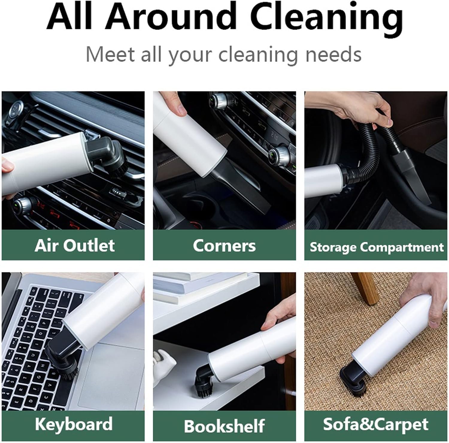 Wireless Vacuum Portable Car Vacuum Cleaner Handheld Auto Vacuum High Suction Power Wet Dry Mini Vacuum Cleaner Home Car Pet Hair (Color : Black)